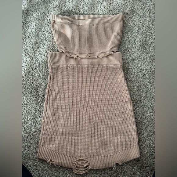 SER.O.YA x REVOLVE Tan Nude Strapless Sleeveless Cut Out Mini Dress Large NWT - Picture 11 of 16